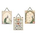 Artvibes Peacock Pichwai Art Decorative Wall Art MDF Wooden Wall Hanger for Home | Room Wall Art | Modern Decor Artwork | Living Room | Cafe | Wall Illustrations | Gift Items (WH_96106N), Set of 3