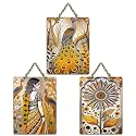 Artvibes Gorgeous Women With Peacocks & Flowers Aesthetic Modern Art Decorative Wall Art MDF Wooden Wall Hanger for Home | Home Decor | Wall Accent | Wall Art Print | Ideal Gifts (WH_9692N), Set of 3