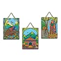 Artvibes Colors of the Village Decorative Wall Art MDF Wooden Wall Hanger for Living Room | Art For Wall | Wall Sculpture | Signs &amp; Plaques | Wall Art Print | Unique Gift Items (WH_96100N), Set of 3