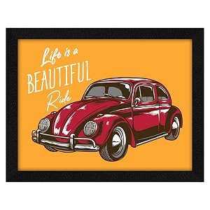 artx paper motivational quote life is a beautiful ride red car wall frame art painting multicolor motivational 10 x 13 inches set of 1