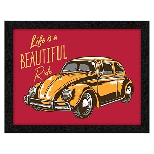 artx paper motivational quote life is a beautiful ride yellow car wall frame art painting multicolor motivational 10 x 13 inches set of 1