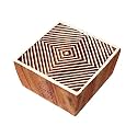 Handmade Square Geometric Design Wooden Printing Stamp - DIY Henna Fabric Textile Paper Clay Pottery Block Printing Stamp