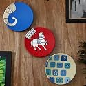 Artysta 'Art Harmony' Terracotta Decorative Wall Plates Decor Hanging | Hand Painted Wall Plates for Living Room Home Decoration (9.5 inch, Set of 3)