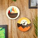 Artysta 'Majestic Reindeer' Set of 2 Handpainted Terracotta Decorative Wall Plates Decor Hanging Wall Decor Wall Plates For Living Room Home Decoration (9.5 inch, Multicolred)