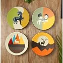 Artysta 'Mystique Animals' Terracotta Decorative Wall Plates Decor Hanging | Hand Painted Wall Plates for Living Room Home Decoration (9.5 inch, Set of 4)