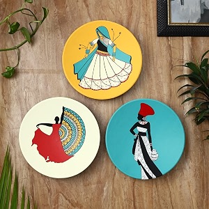 artysta 39nature39s vibe39 terracotta decorative wall plates decor hanging  hand painted wall plates for living room home decoration 95 inch set of 3