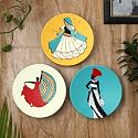 Artysta 'Vibrant Trio' Terracotta Decorative Wall Plates Decor Hanging | Hand painted Wall Plates for Living Room Home Decoration (9.5 inch, Set of 3)