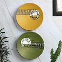 Artysta 'Warli Charm' Set of 2 Handpainted Terracotta Decorative Wall Plates Decor Hanging Wall Decor Wall Plates For Living Room Home Decoration (9.5 inch, Mustard &amp; Green)