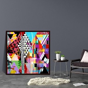 artzfolio abstract artwork d202  canvas painting for bedroom amp living room  dark brown frame  16 x 16 inch 41 x 41 cms