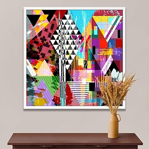 artzfolio abstract artwork d202  canvas painting for bedroom amp living room  white frame  28 x 28 inch 71 x 71 cms