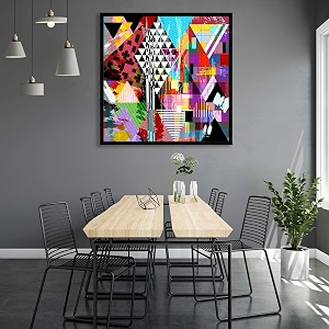artzfolio abstract artwork d202  canvas painting for bedroom amp living room  black frame  28 x 28 inch 71 x 71 cms