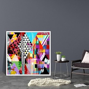 artzfolio abstract artwork d202  canvas painting for bedroom amp living room  white frame  24 x 24 inch 61 x 61 cms