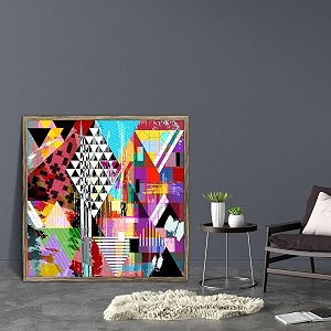 artzfolio abstract artwork d202  canvas painting for bedroom amp living room  antique golden frame  28 x 28 inch 71 x 71 cms