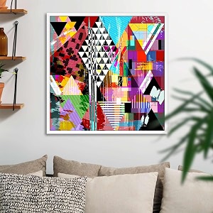 artzfolio abstract artwork d202  canvas painting for bedroom amp living room  white frame  16 x 16 inch 41 x 41 cms