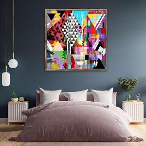 artzfolio abstract artwork d202  canvas painting for bedroom amp living room  antique golden frame  16 x 16 inch 41 x 41 cms