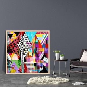 artzfolio abstract artwork d202  canvas painting for bedroom amp living room  natural brown frame  16 x 16 inch 41 x 41 cms