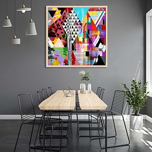 artzfolio abstract artwork d202  canvas painting for bedroom amp living room  natural brown frame  24 x 24 inch 61 x 61 cms