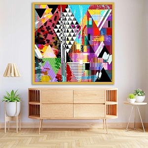 artzfolio abstract artwork d202  canvas painting for bedroom amp living room  golden frame  12 x 12 inch 30 x 30 cms