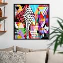 ArtzFolio Abstract Artwork D202 | Canvas Painting for Bedroom &amp; Living Room | Black Frame | 24 x 24 inch (61 x 61 cms)