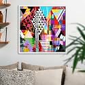 ArtzFolio Abstract Artwork D202 | Canvas Painting for Bedroom &amp; Living Room | White Frame | 16 x 16 inch (41 x 41 cms)