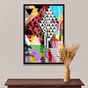 ArtzFolio Abstract Artwork D202 | Canvas Painting for Bedroom &amp; Living Room | Dark Brown Frame | 12 x 18 inch (30 x 46 cms)