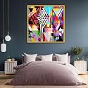 ArtzFolio Abstract Artwork D202 | Canvas Painting for Bedroom &amp; Living Room | Golden Frame | 28 x 28 inch (71 x 71 cms)