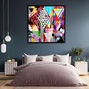 ArtzFolio Abstract Artwork D202 | Canvas Painting for Bedroom &amp; Living Room | Black Frame | 20 x 20 inch (51 x 51 cms)
