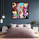 ArtzFolio Abstract Artwork D202 | Canvas Painting for Bedroom &amp; Living Room | Dark Brown Frame | 24 x 24 inch (61 x 61 cms)
