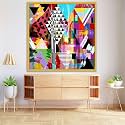ArtzFolio Abstract Artwork D202 | Canvas Painting for Bedroom &amp; Living Room | Golden Frame | 12 x 12 inch (30 x 30 cms)