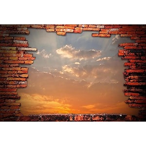 artzfolio brick wall revealing sunset sky  unframed premium canvas painting for bedroom amp living room  239 x 16 inch 61 x 41 cms