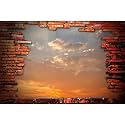ArtzFolio Brick Wall Revealing Sunset Sky | Unframed Premium Canvas Painting for Bedroom &amp; Living Room | 29.9 x 20 inch (76 x 51 cms)