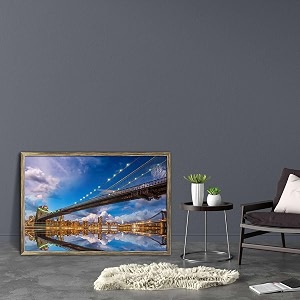 artzfolio brooklyn amp manhattan bridge reflection new york usa canvas painting antique golden synthetic frame 234inch x 16inch 595cms x 406cms