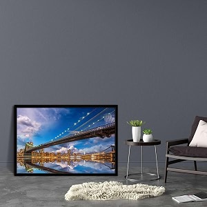 artzfolio brooklyn amp manhattan bridge reflection new york usa  canvas painting for bedroom amp living room  black frame  175 x 12 inch 44 x 30 cms