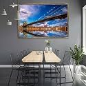ArtzFolio Brooklyn &amp; Manhattan Bridge Reflection, New York USA | Canvas Painting for Bedroom &amp; Living Room | Antique Golden Frame | 24 x 16 inch (61 x 41 cms)