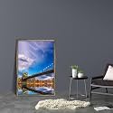 ArtzFolio Brooklyn &amp; Manhattan Bridge Reflection, New York USA | Canvas Painting for Bedroom &amp; Living Room | Antique Golden Frame | 16 x 24 inch (41 x 61 cms)