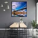 ArtzFolio Brooklyn &amp; Manhattan Bridge Reflection, New York USA | Canvas Painting for Bedroom &amp; Living Room | Black Frame | 20 x 20 inch (51 x 51 cms)