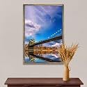 ArtzFolio Brooklyn &amp; Manhattan Bridge Reflection, New York USA | Canvas Painting for Bedroom &amp; Living Room | Antique Golden Frame | 24 x 36 inch (61 x 91 cms)