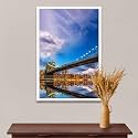 ArtzFolio Brooklyn &amp; Manhattan Bridge Reflection, New York USA | Canvas Painting for Bedroom &amp; Living Room | White Frame | 12 x 18 inch (30 x 46 cms)