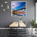 ArtzFolio Brooklyn &amp; Manhattan Bridge Reflection, New York USA | Canvas Painting for Bedroom &amp; Living Room | White Frame | 12 x 12 inch (30 x 30 cms)