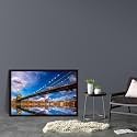 ArtzFolio Brooklyn &amp; Manhattan Bridge Reflection, New York USA | Canvas Painting for Bedroom &amp; Living Room | Dark Brown Frame | 18 x 12 inch (46 x 30 cms)
