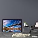ArtzFolio Brooklyn &amp; Manhattan Bridge Reflection, New York USA Canvas Painting Dark Brown Synthetic Frame 17.5inch x 12inch (44.3cms x 30.5cms)