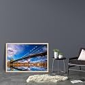 ArtzFolio Brooklyn &amp; Manhattan Bridge Reflection, New York USA | Canvas Painting for Bedroom &amp; Living Room | Natural Brown Frame | 36 x 24 inch (91 x 61 cms)