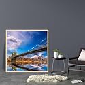ArtzFolio Brooklyn &amp; Manhattan Bridge Reflection, New York USA | Canvas Painting for Bedroom &amp; Living Room | Natural Brown Frame | 28 x 28 inch (71 x 71 cms)