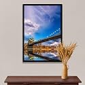 ArtzFolio Brooklyn &amp; Manhattan Bridge Reflection, New York USA | Canvas Painting for Bedroom &amp; Living Room | Black Frame | 12 x 18 inch (30 x 46 cms)