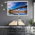 ArtzFolio Brooklyn &amp; Manhattan Bridge Reflection, New York USA | Canvas Painting for Bedroom &amp; Living Room | White Frame | 23.4 x 16 inch (59 x 41 cms)