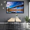 ArtzFolio Brooklyn &amp; Manhattan Bridge Reflection, New York USA | Canvas Painting for Bedroom &amp; Living Room | Black Frame | 24 x 16 inch (61 x 41 cms)