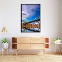 ArtzFolio Brooklyn &amp; Manhattan Bridge Reflection, New York USA | Canvas Painting for Bedroom &amp; Living Room | Black Frame | 20 x 30 inch (51 x 76 cms)
