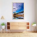 ArtzFolio Brooklyn &amp; Manhattan Bridge Reflection, New York USA | Canvas Painting for Bedroom &amp; Living Room | Natural Brown Frame | 16 x 24 inch (41 x 61 cms)