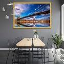 ArtzFolio Brooklyn &amp; Manhattan Bridge Reflection, New York USA | Canvas Painting for Bedroom &amp; Living Room | Golden Frame | 30 x 20 inch (76 x 51 cms)