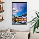 ArtzFolio Brooklyn &amp; Manhattan Bridge Reflection, New York USA | Canvas Painting for Bedroom &amp; Living Room | Black Frame | 16 x 24 inch (41 x 61 cms)